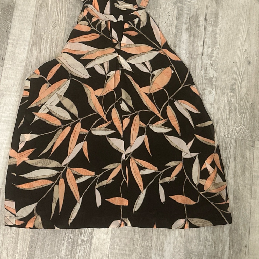 Banana Republic Womens Keyhole Halter Top Blouse MEDIUM Black Tan Peach A54